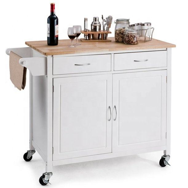 Venta directa de fábrica de China, carrito de isla de cocina de diseño personalizado, muebles de cocina de metal, isla de cocina sobre ruedas