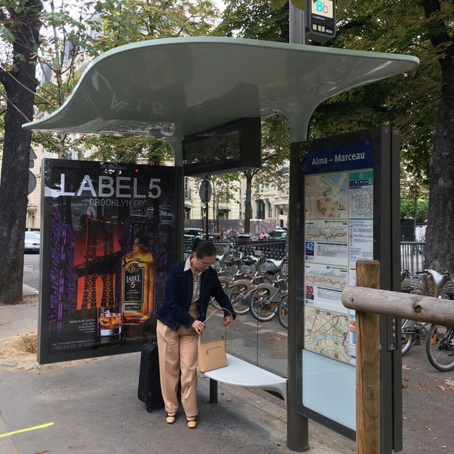 Parada de autobús inteligente con sistema de hora de llegada del autobús, transmisión de voz, fabricante de mobiliario urbano para exteriores